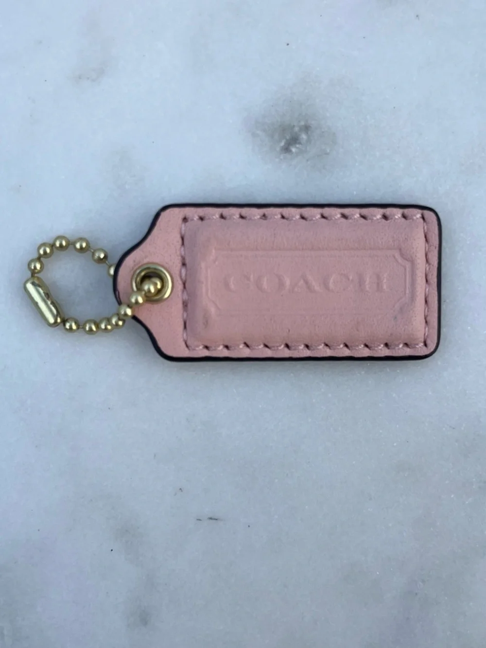 COACH Vintage Leather Hang Tag, Light Baby Pink